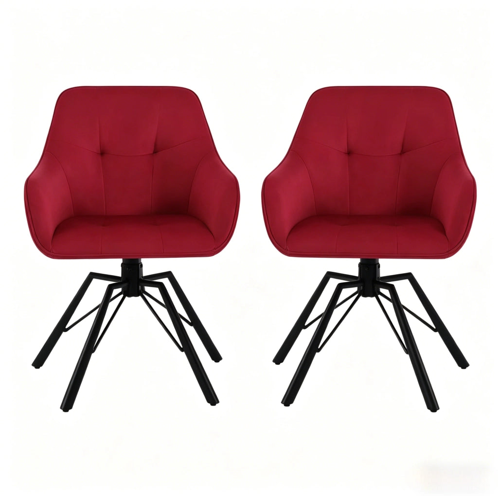 Sedia da pranzo girevole 57 x 82,5 x 54 cm velluto bordeaux, set da 2