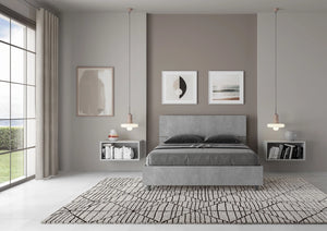 Letto Matrimoniale Francese 140x200 cm Senza Rete Testata Dritta Demas Grigio