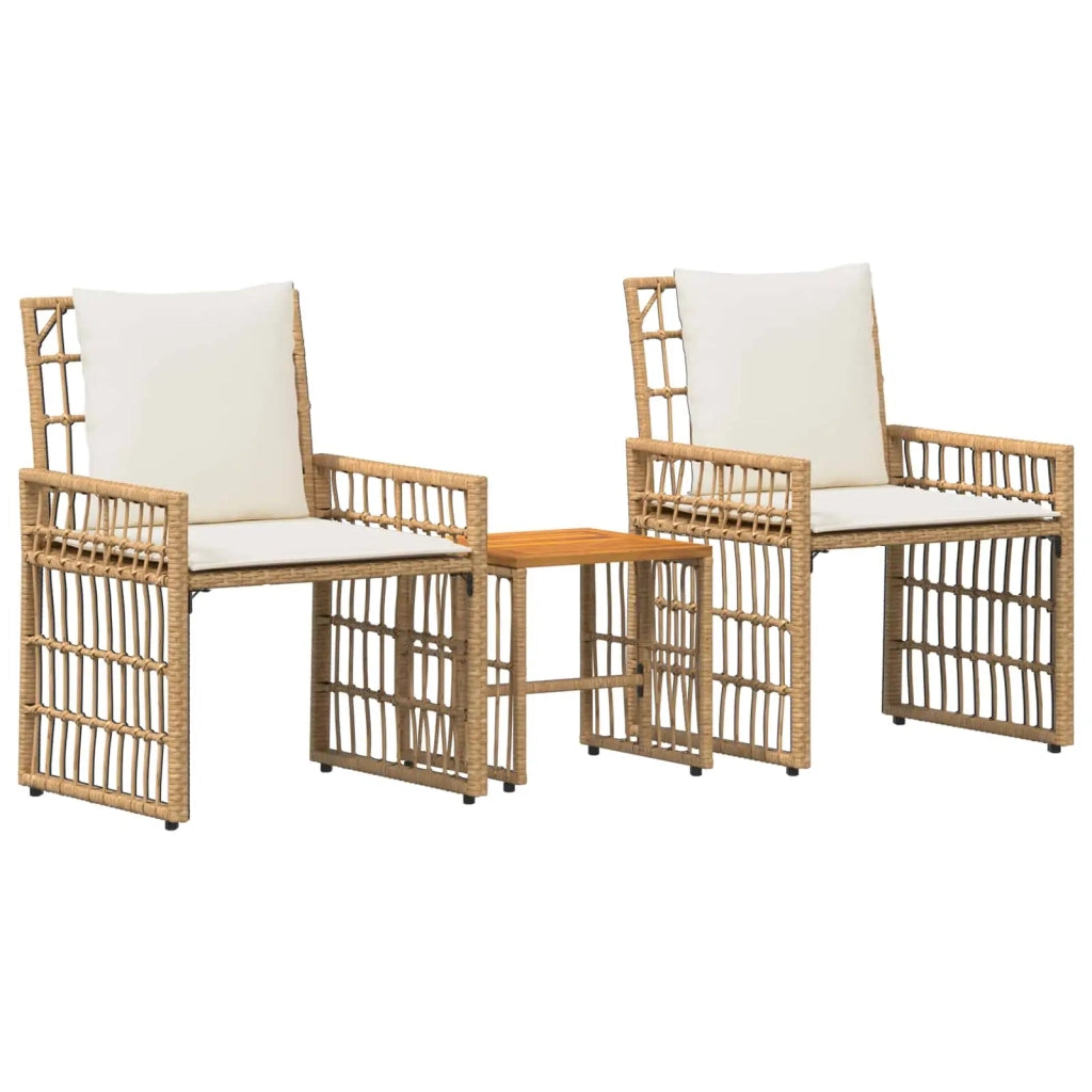 Set di Mobili da Esterno 3 pz | Set Salotto da Giardino Naturale e Bianco Crema