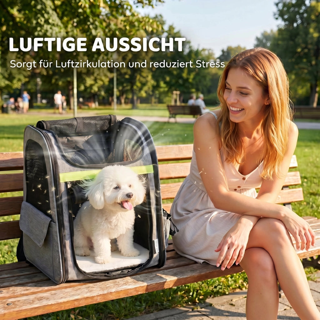 Trasportino per cani estendibile con tasche e strisce riflettenti ¨C zephmum ¨C Grigio chiaro 33.5x28x42 cm