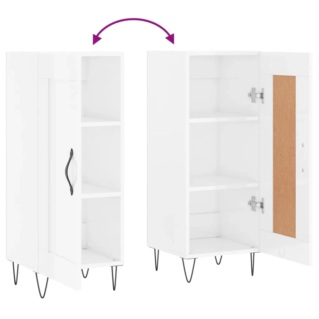 Credenza-Buffet-Armadio da cucina Bianco Lucido 34,5x34x90 cm in Legno Multistrato 689313