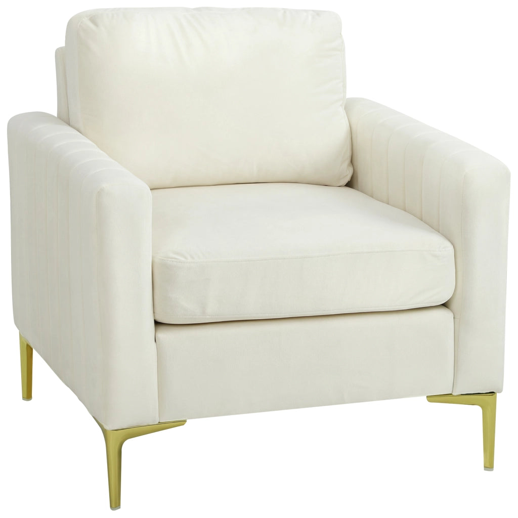 Poltrona imbottita in velluto ¨C Zephmum ¨C Crema 81x77x81 cm