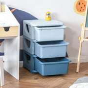 SCATOLA CONTENITORE per bambini a 3 cassetti 37x37x56,5 cm Blu