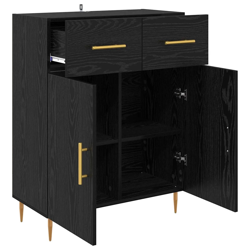 Credenza-Buffet-Armadio da cucina Rovere Nero 69,5 x 34 x 90 cm Legno multistrato 849101