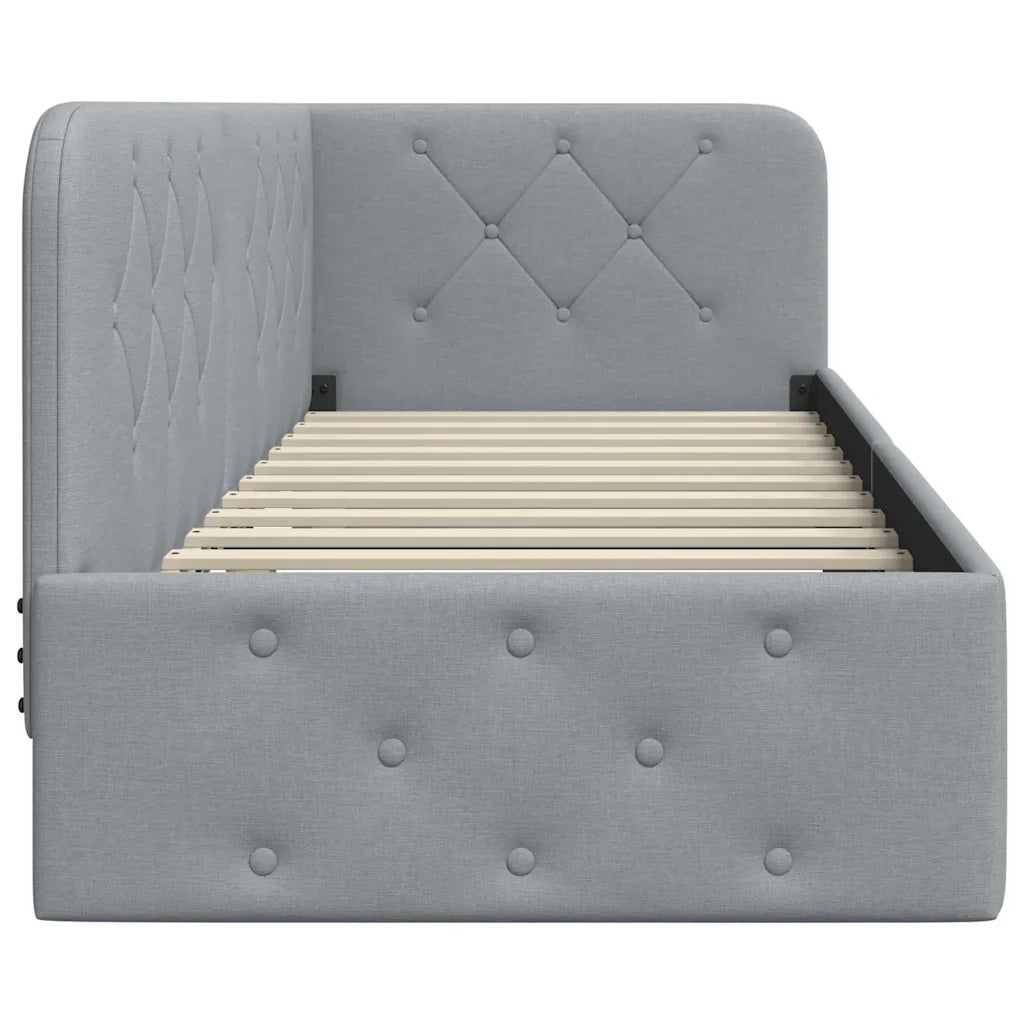 Cornice del letto ad angolo Grigio chiaro 80 x 200 cm Tessuto