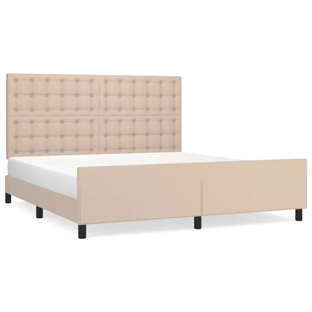 Giroletto con Testiera-Letto con Testiera Cappuccino 180x200 cm in Similpelle 908483