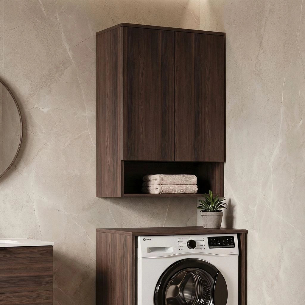 Mobile da bagno "Bosco Lume 70" - 70 x 36 x 100 cm - Noce scuro