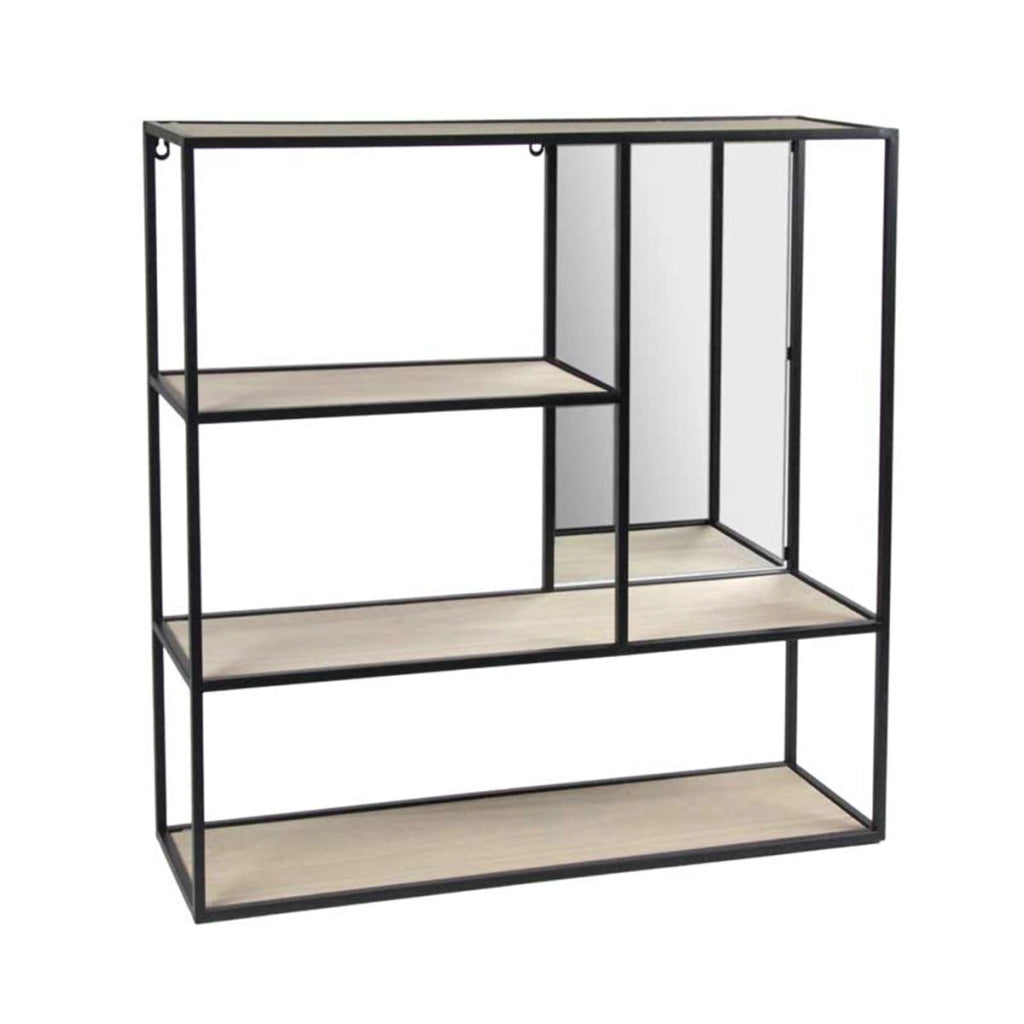 INDUSTRIAL BACHECA A MENSOLA CON SPECCHIO 70X18X70CM IN LEGNO NATURALE