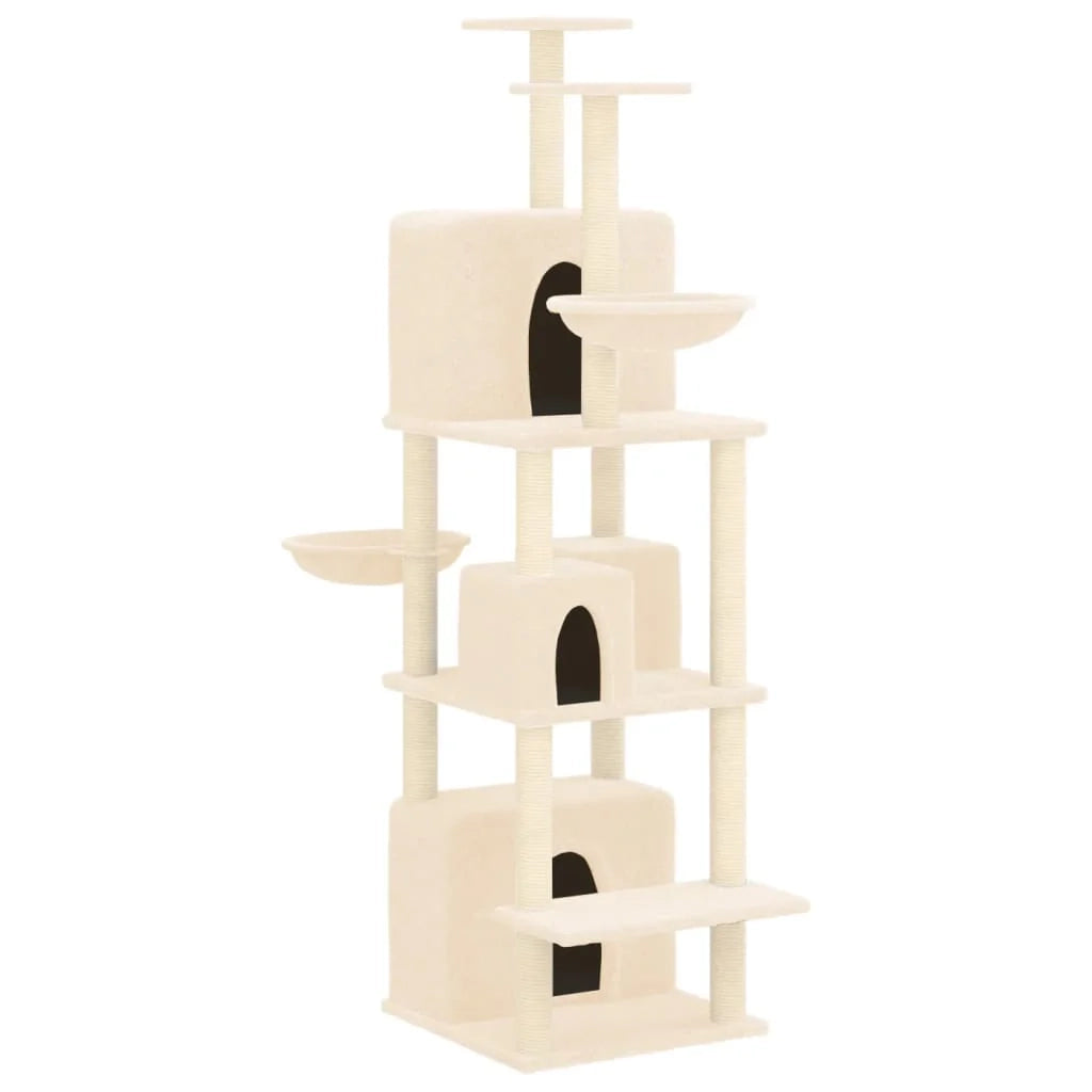Tiragraffi per gatti Mobili per arrampicata su torre Tiragraffi piattaforma da arrampicata con tiragraffi in sisal 180 cm crema 02_0022503