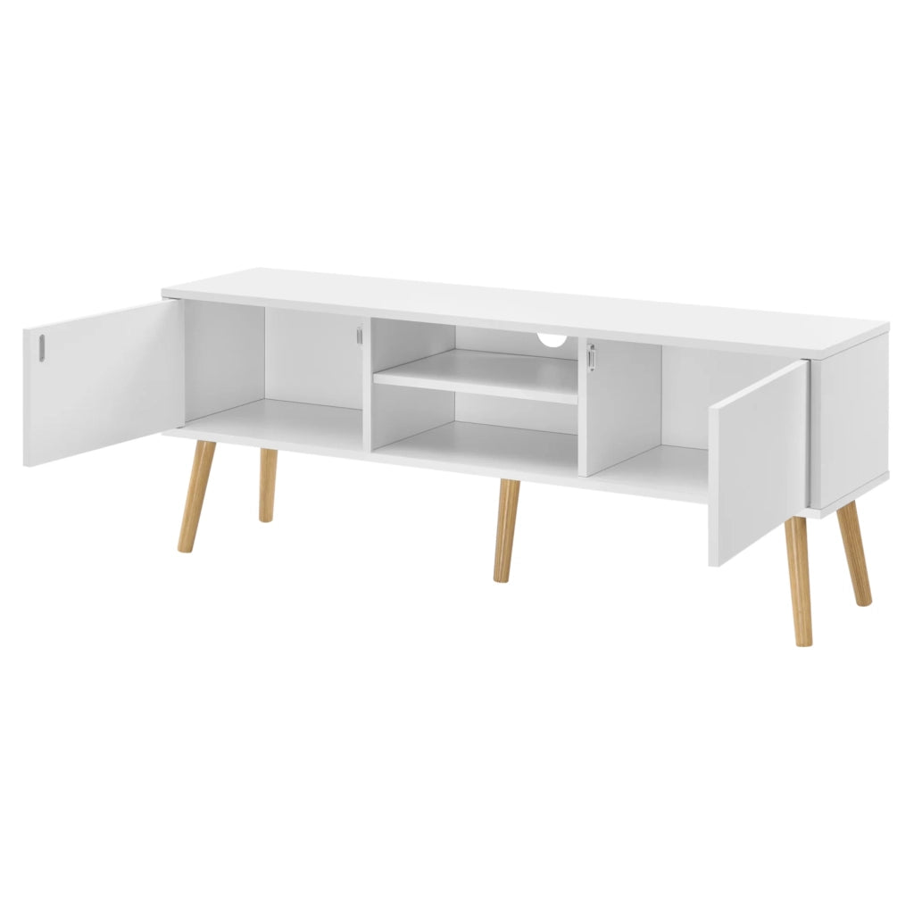 Mobile porta TV di design con panca PVC 120 cm bianco effetto rovere 03_0005861