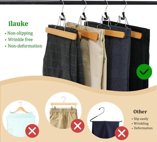 12 pezzi di chiodo a molla in legno - Antislip senza pieghe - 360 gradi gancio rotativo - Antislip chiodo a molla - 5 ganci verniciati - per asciugamani, gonne, sciarpe, abiti, attaccapanni per pantaloni