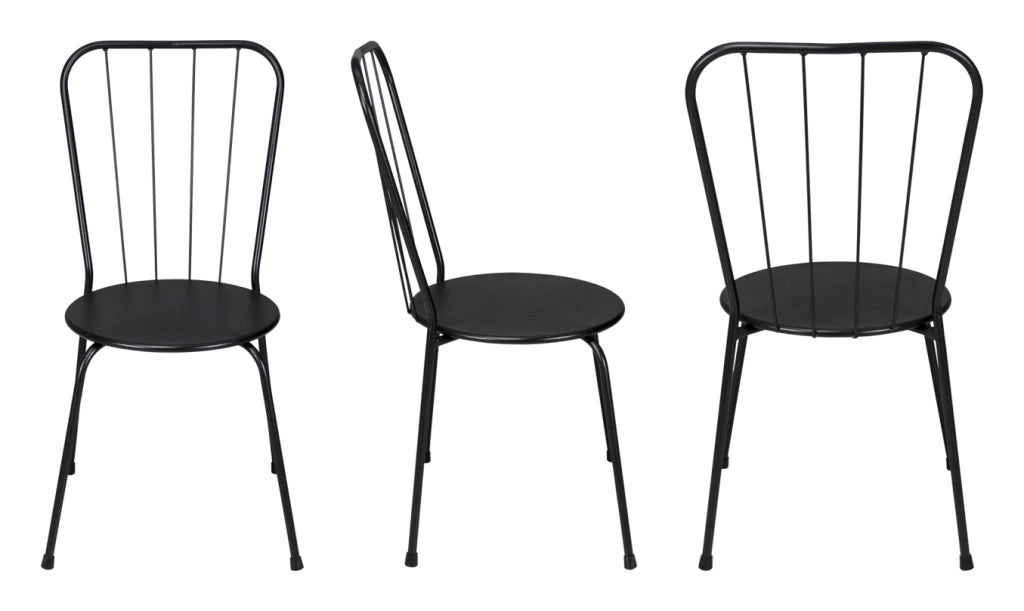 Sedia industriale in metallo nero, sedia da esterno impilabile (2 pz) - Molly - SD10MOM