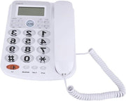 Schermo LCD per telefono con 2 ingressi - Visualizzazione del numero - Funzione handsfree - Alta qualità audio - Grandi pulsanti per uso domestico - hotel - ufficio (bianco).