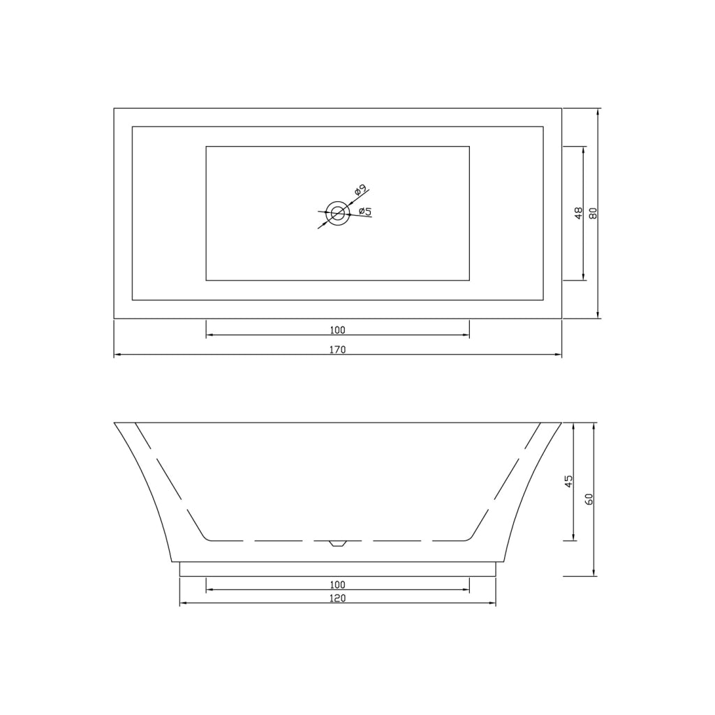 Vasca freestanding bianca 170 X 80 cm – Susan