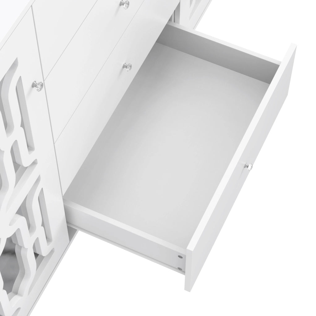 Credenza bianca con superficie a specchio 147,5 cm