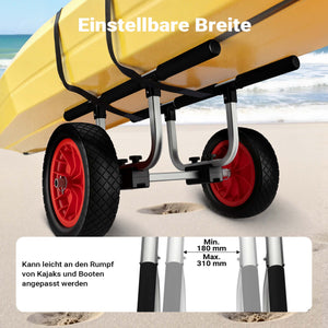 Carrello da trasporto in alluminio con ruote grandi in PU Ø 31 cm Larghezza regolabile Per kayak