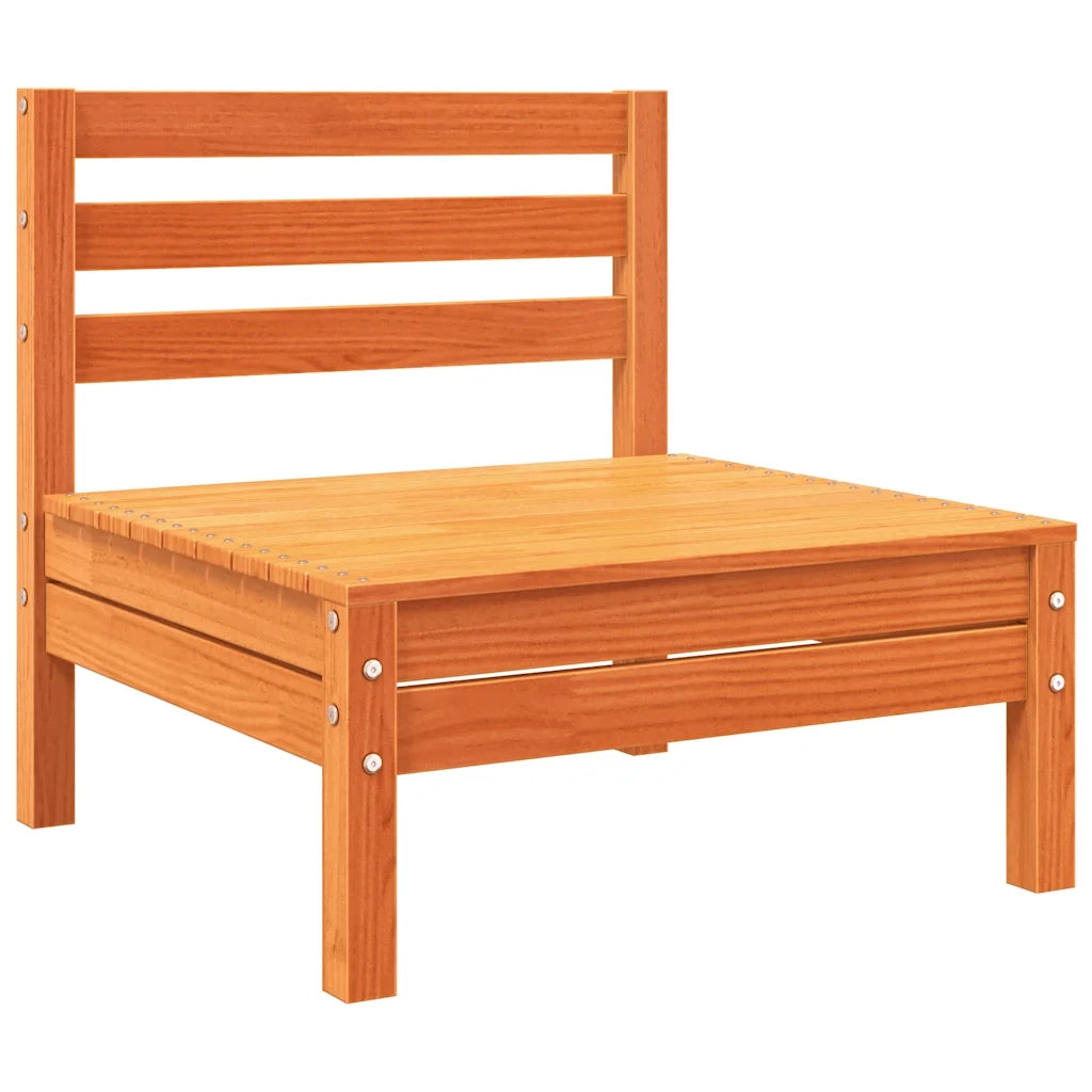 Divano da esterno-Divano da Giardino a 3 Posti Marrone Cera Legno Massello Pino 872932