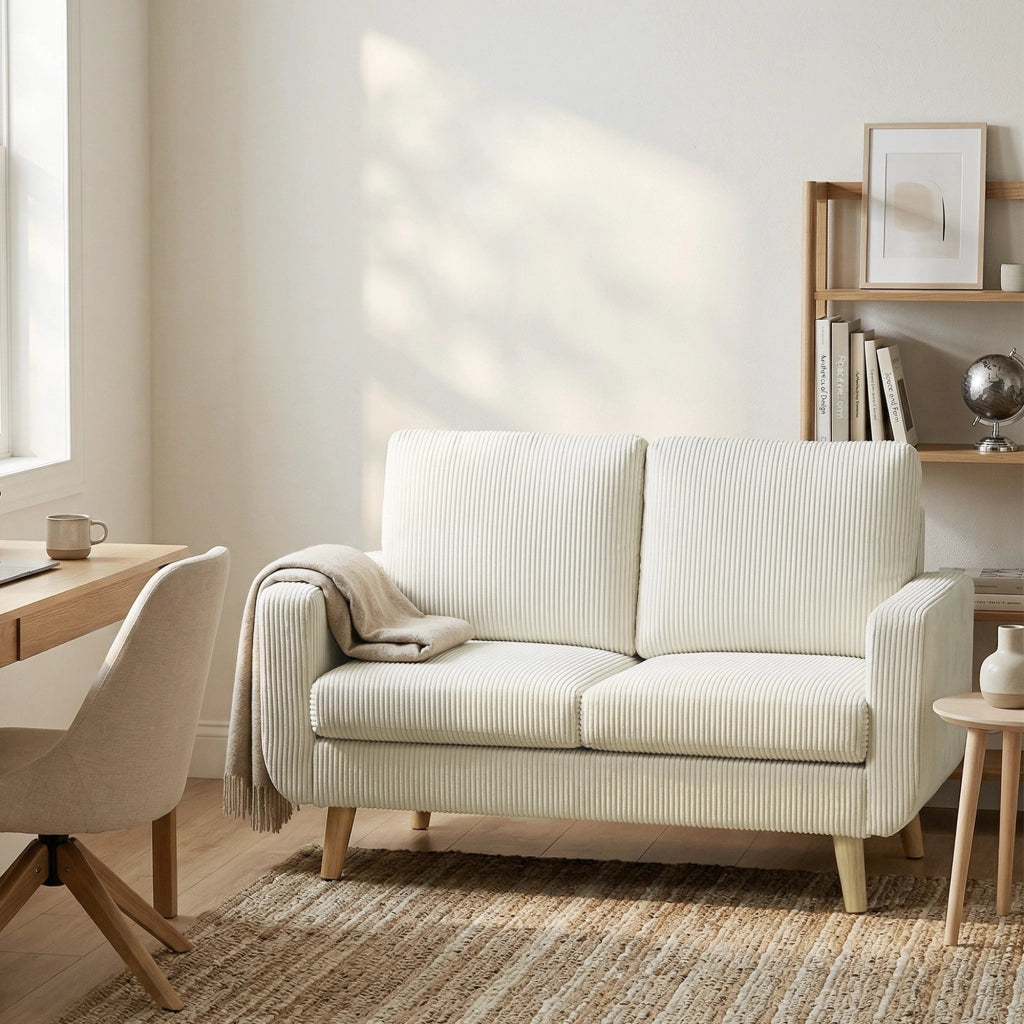 Divano 2 posti in velluto ¨C zephmum ¨C 134 cm, crema