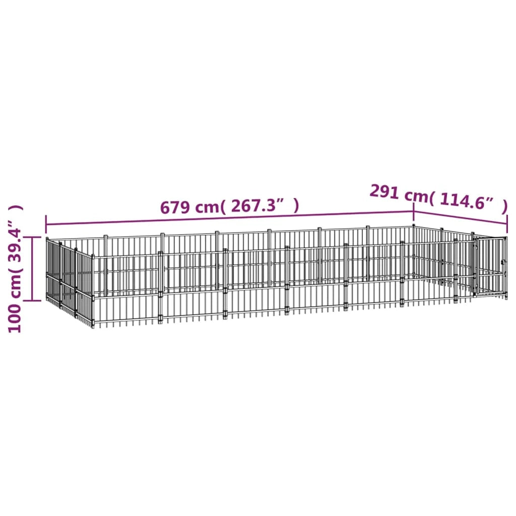 Gabbia per cuccia recinto per animali da esterno per cani in acciaio 19,76 m² nero 02_0041814