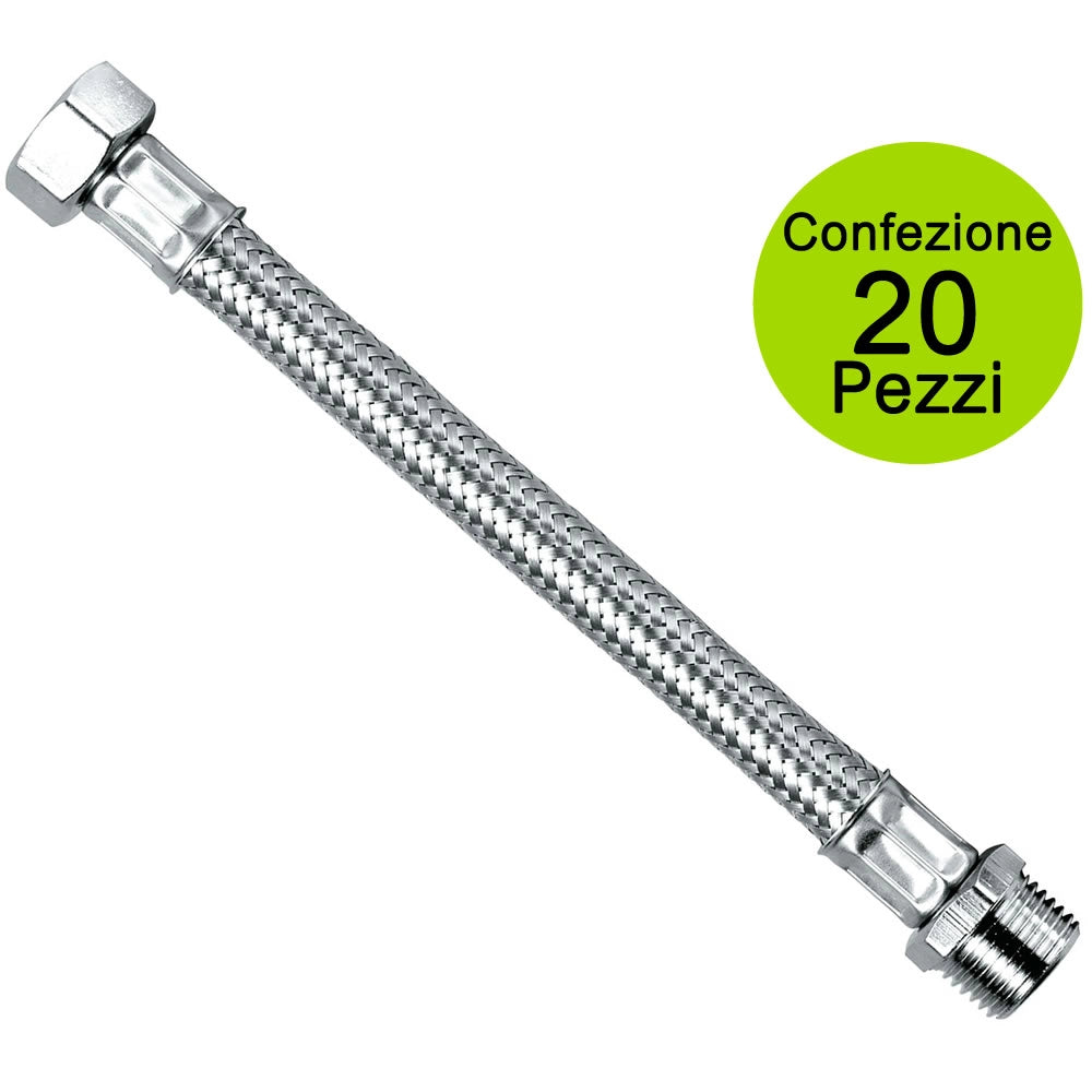 Multipack 20 pezzi flessibile in acciaio m1/2 f1/2 cm 35