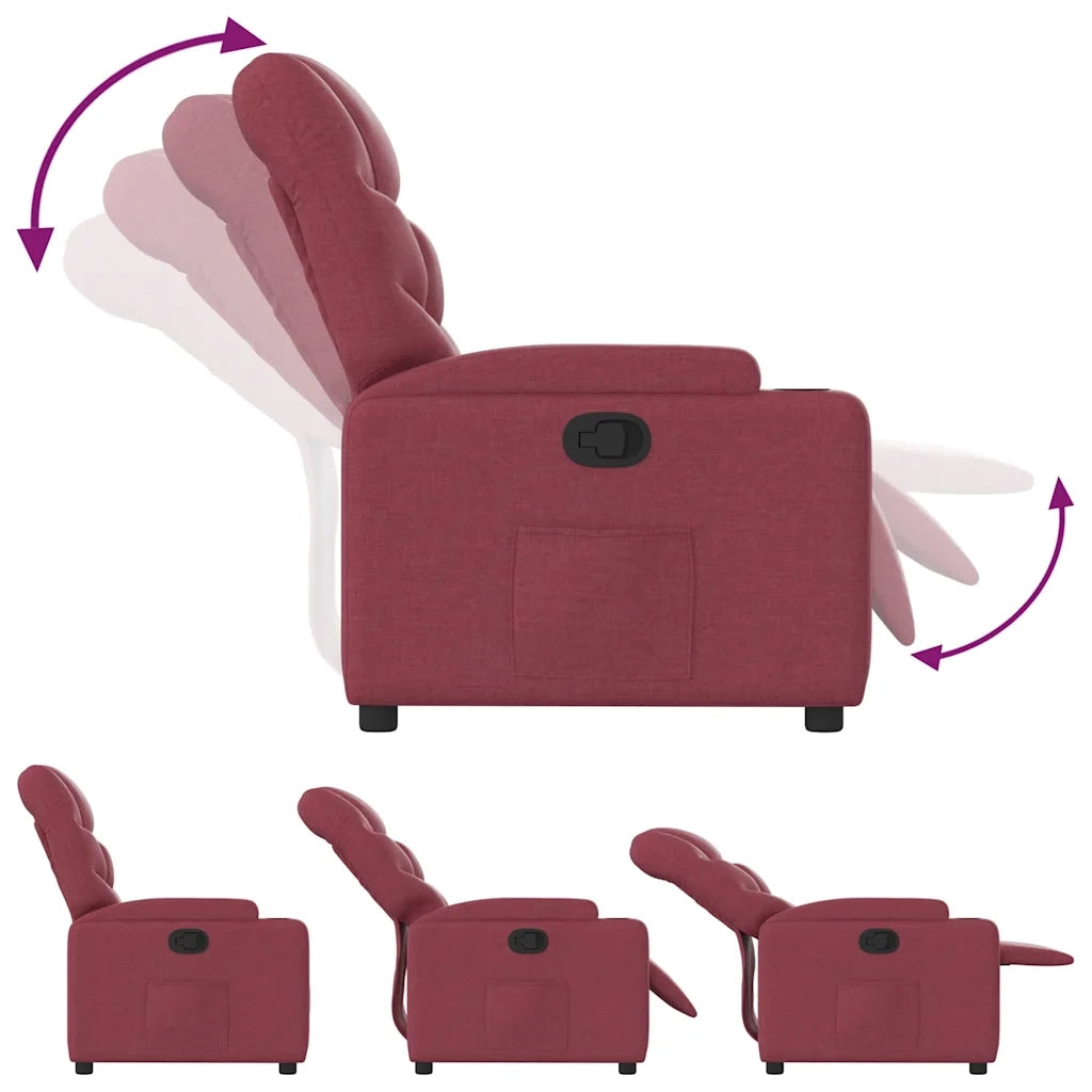 Divano Sedia-Poltrona Reclinabile in Tessuto Rosso Vino 828165
