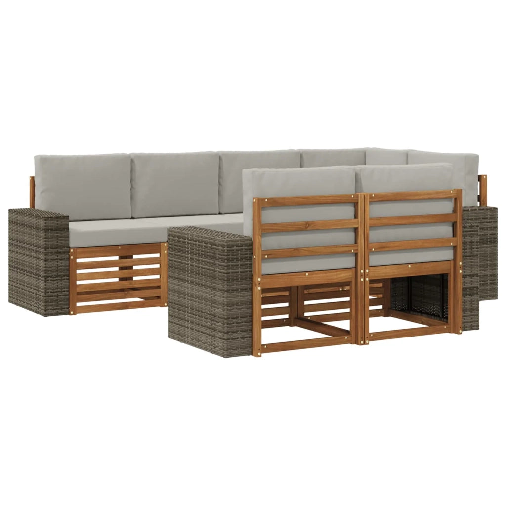 Set di divani da esterno 7 pz Naturale e Grigio Chiaro 3384487