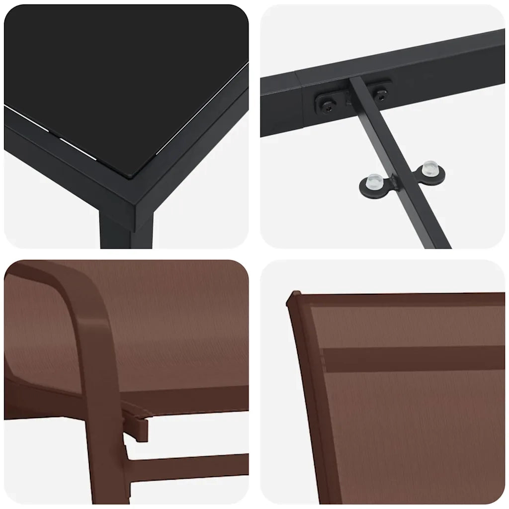 Set da Pranzo per Giardino 9 pcs Marrone e Nero 3379134