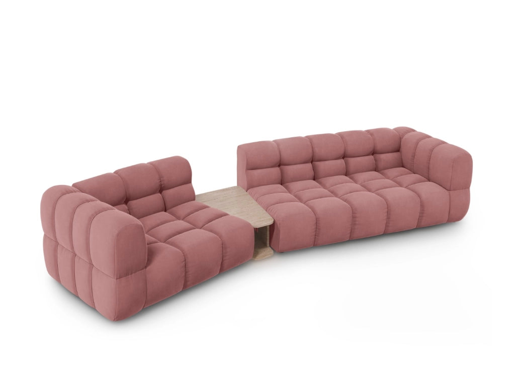Cosmopolitan Design - Divano modulare sinistro "Sky" 3 posti in velluto salmone 