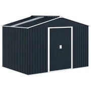Casetta Porta Attrezzi in Acciaio con Tetto Inclinato e 2 Porte Scorrevoli, 277x195x192 cm, Grigio Scuro