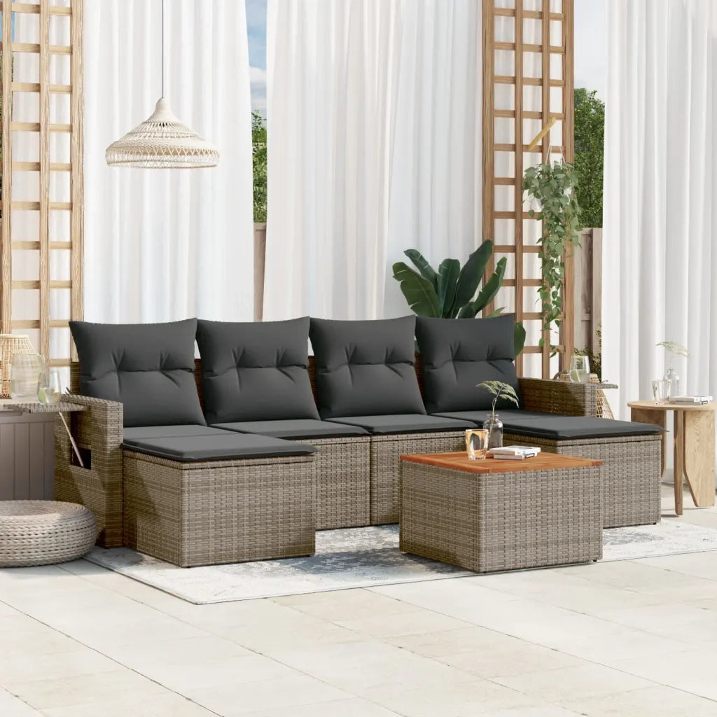Set Divani da Giardino 7 pz con Cuscini Grigio in Polyrattancod mxl 88969