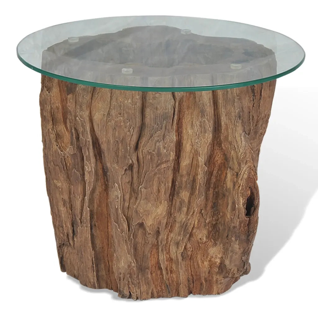 Tavolino da Salotto-Tavolino da soggiorno-Tavolo in Legno di Teak e Vetro 50x40 cm