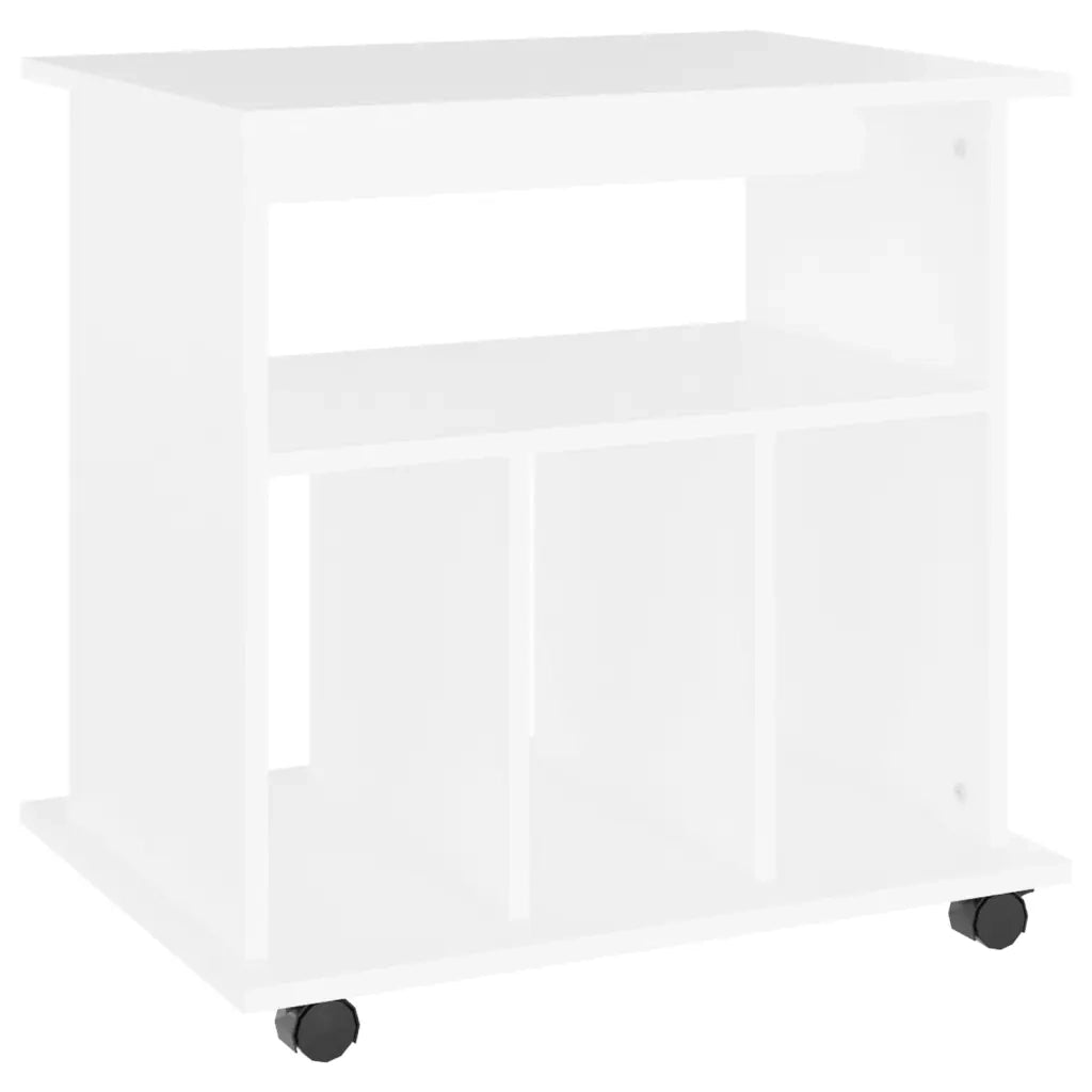 Mobiletto con Ruote Bianco 60x45x60 cm in Legno Multistrato 808476