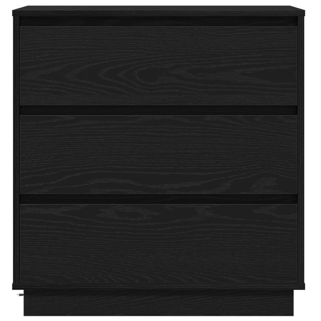 comodino  con LED a rovere nero 71x34,5x75 cm in legno ingegnerizzato