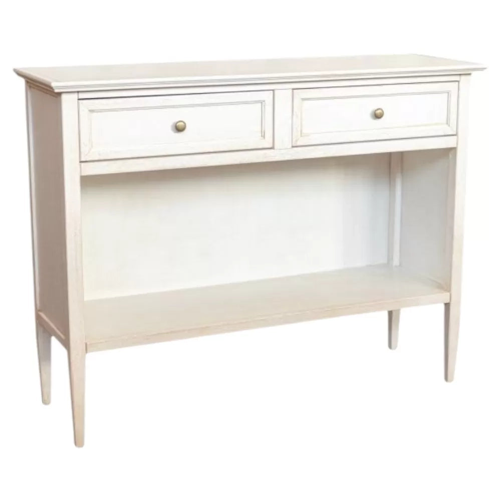 Madia credenza 2 cassetti 1 vano a giorno legno shabby bianco anticato 110x35x83 - Mobili 2G