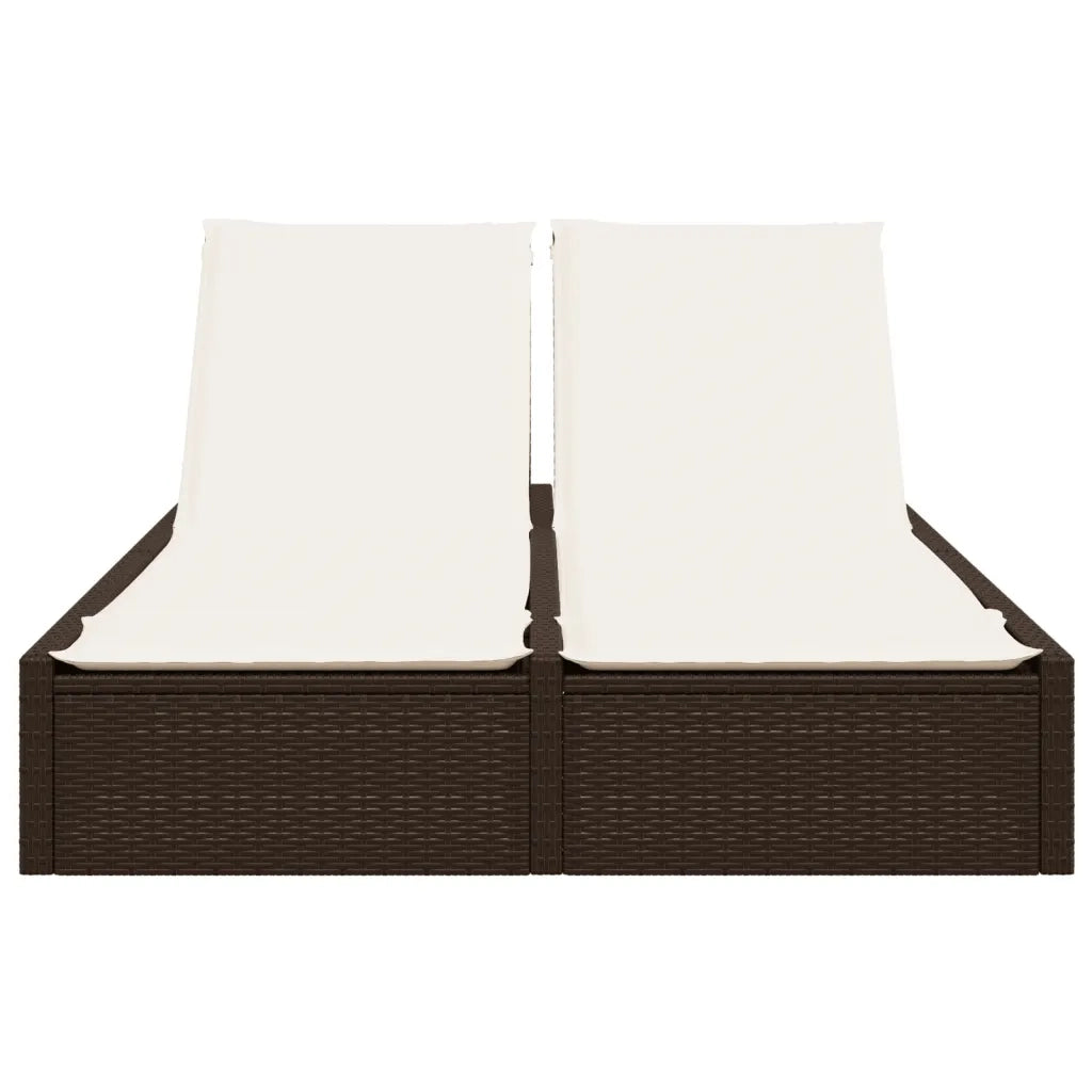 Lettino Prendisole | Sdraio da giardino | Lettino da sole con Cuscini Marrone in Polyrattan