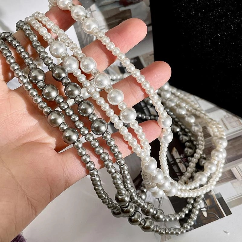 Collana di perle multistrato fatta a mano, regalo di Natale o compleanno.