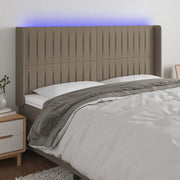 Testiera a LED-Testata con LED Tortora 203x16x118/128 cm in Tessuto 232177