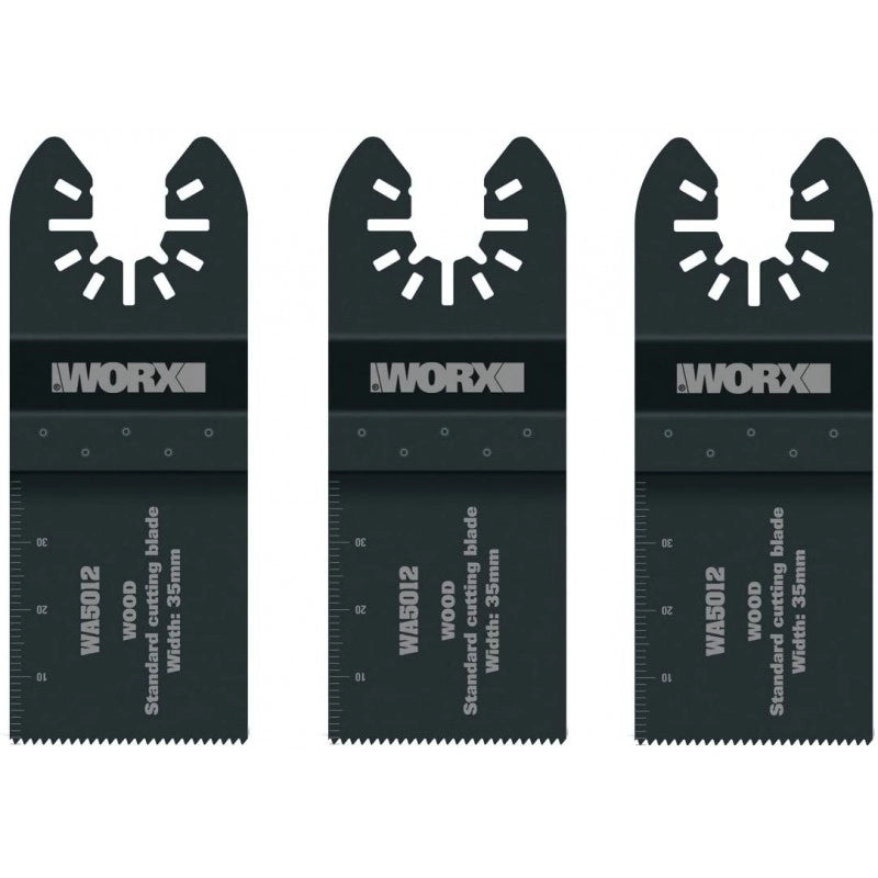 Set 3 Lame per utensile multifunzione WA5012.3 35 mm taglio legno PVC cartongesso per Sonicrafter - Worx