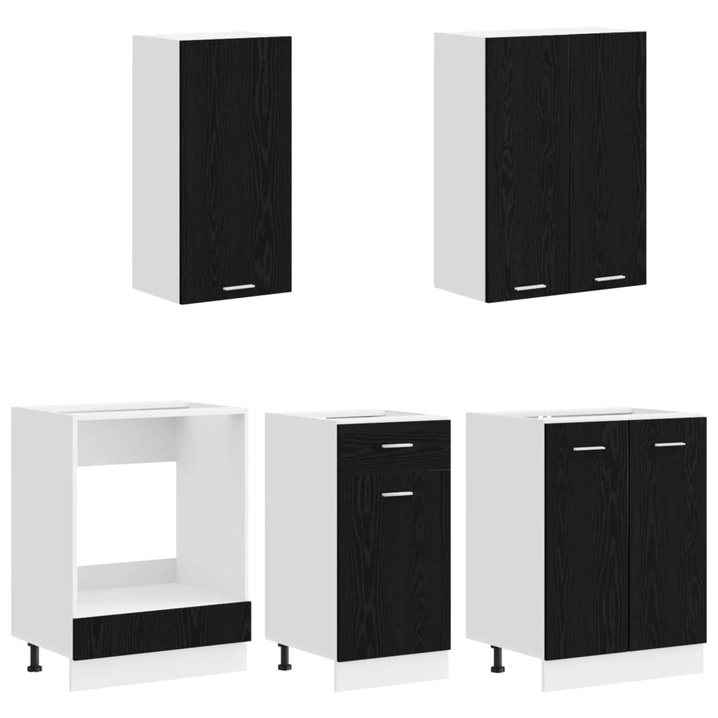 Unità Cucina LYON 5 pcs Rovere Nero Legno ingegnerizzato 3438220