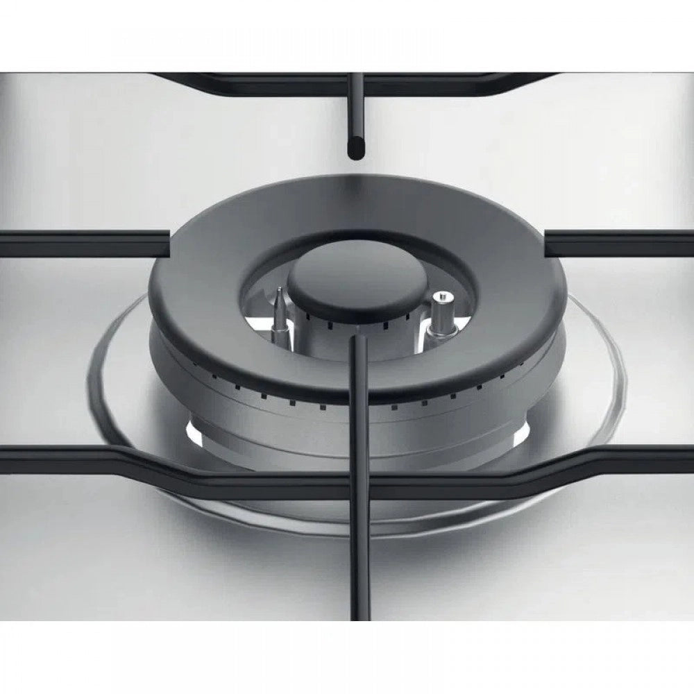 Indesit thp 752 w/ix/i piano cottura 75cm a gas, colore inox, 5 fuochi, comandi frontali