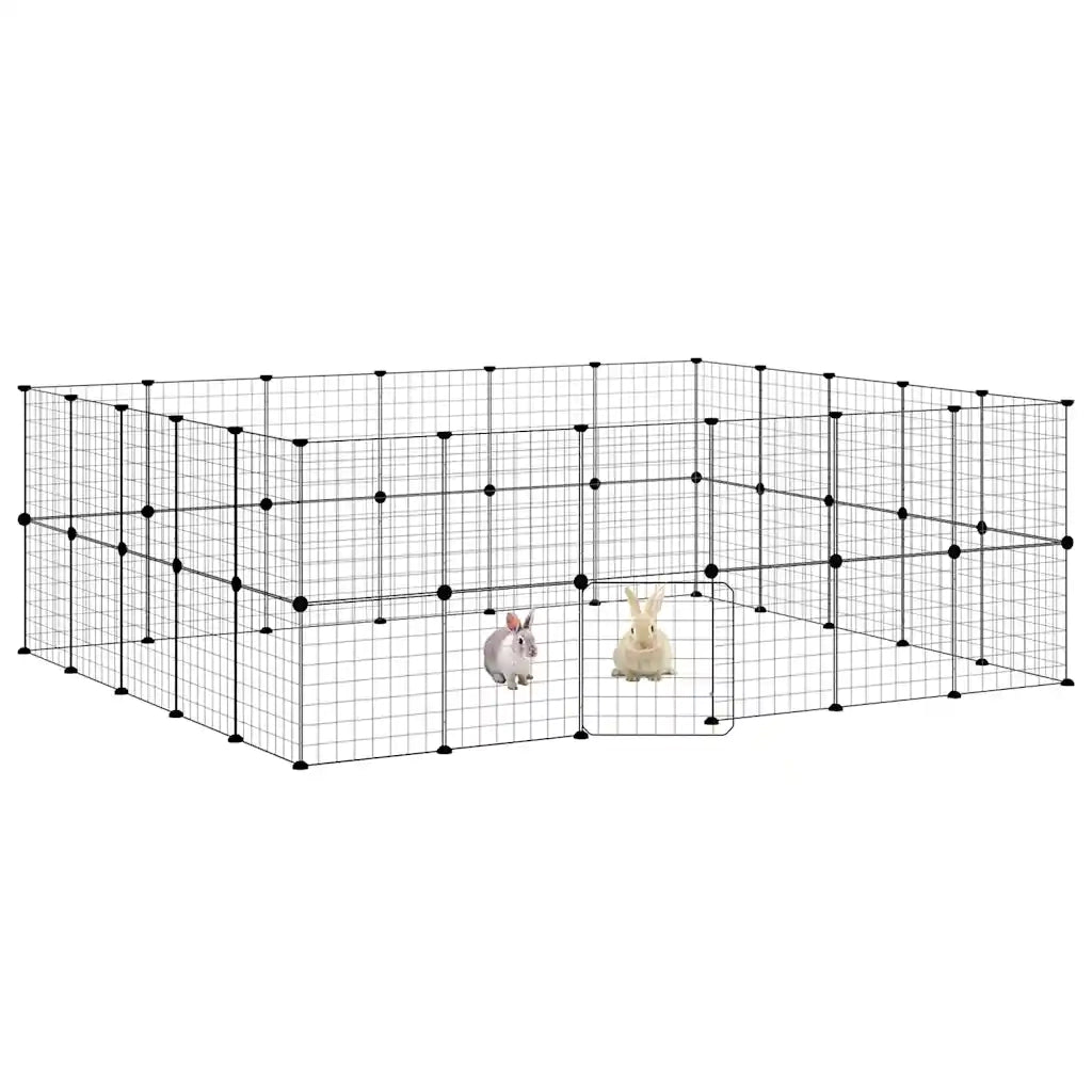 Gabbia per Animali 44 Pannelli con Porta Nera 35x35 cm Acciaio 3114040