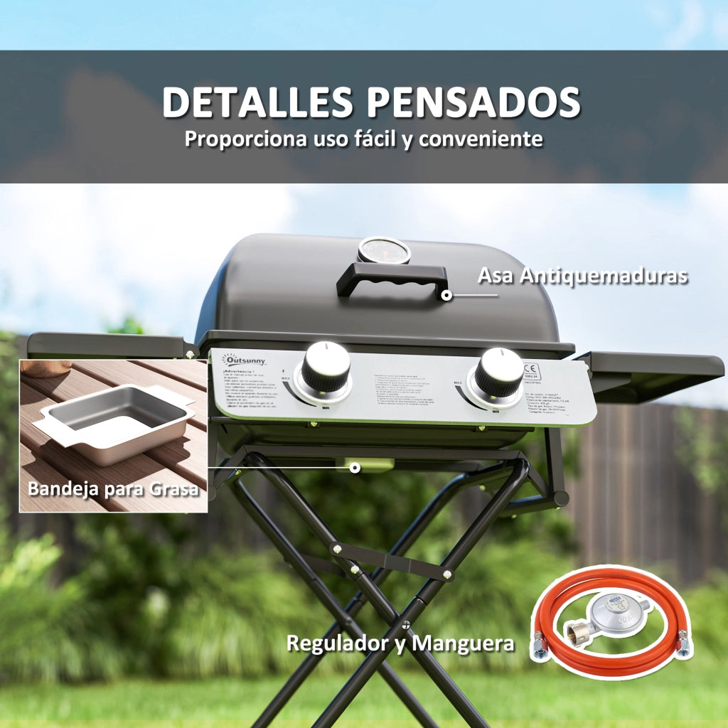 Barbecue a Gas 2 Bruciatori ¨C Zephmum ¨C 5,6 KW Nero 101x50x102 cm