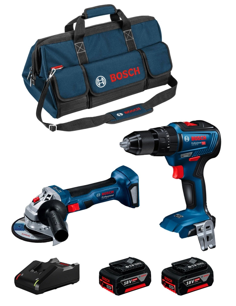 BOSCH Kit 0615990M4A (GSB 18V-55 + GWS 18V-7 + 2 x 4,0 Ah + GAL18V-40 + Borsa)
