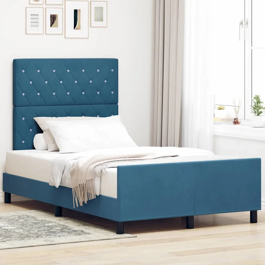 Letto a molle con testiera Blu Scuro 120 x 200 cm Velluto 3344865