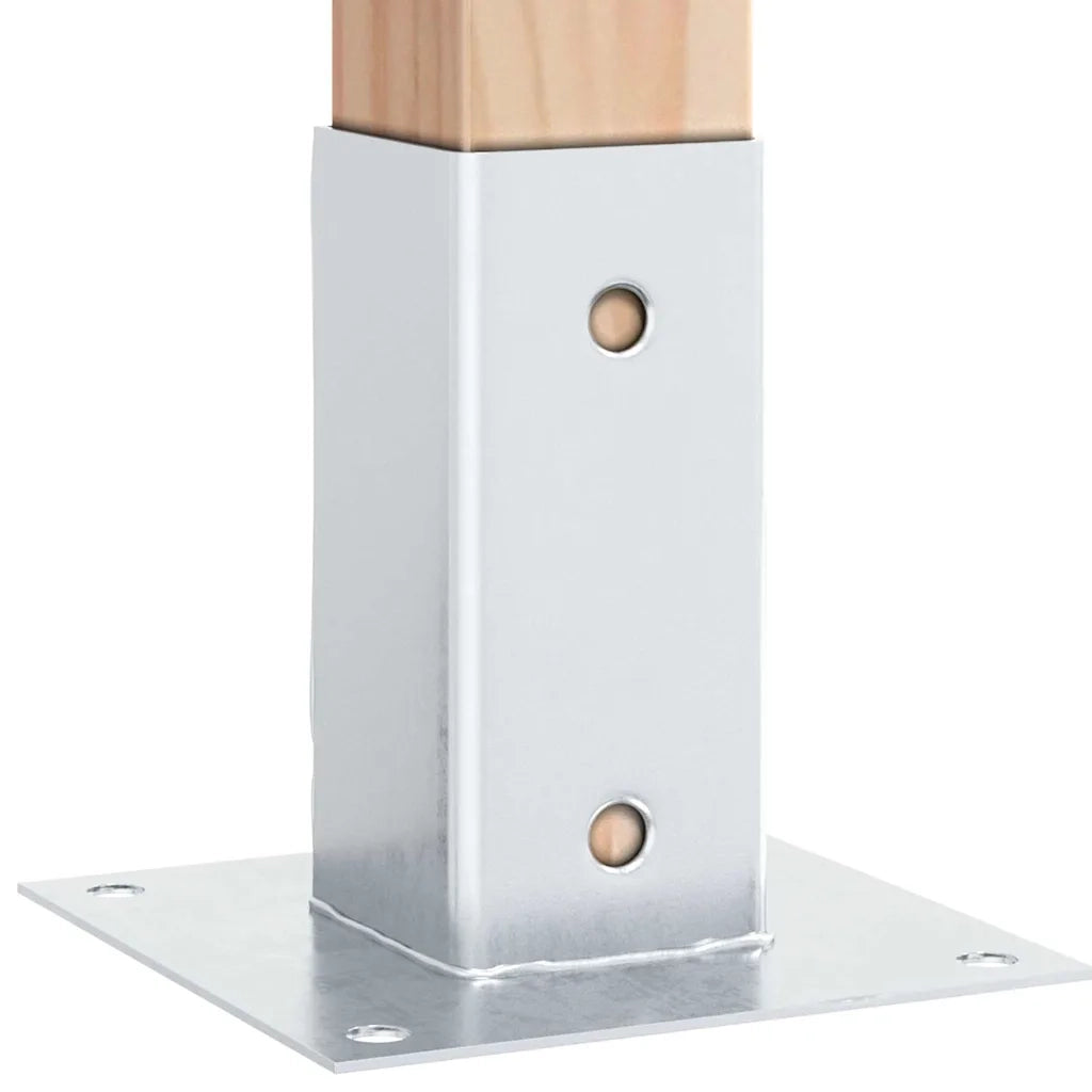 Basi per Pali Quadrate 4 pz Argento 61x61 mm in Acciaio Zincato 42000004