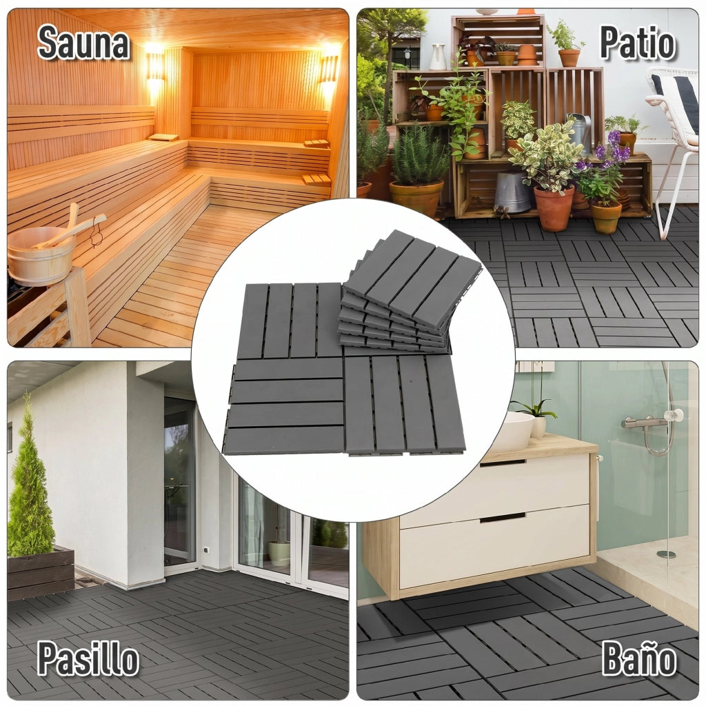 Set di 9 piastrelle quadrate 30x30 cm ¨C zephmum ¨C grigio 0.81 m2