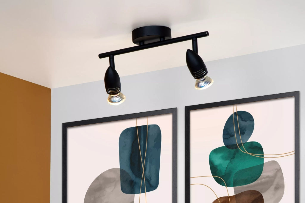 Plafoniera nera 2 spot orientabili GU10 5W Lucide