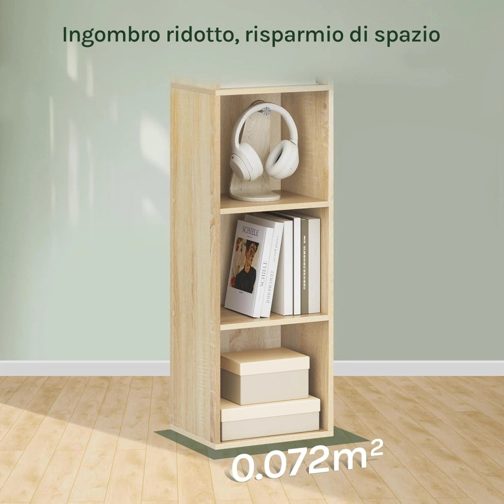Libreria Verticale 6 Scompartimenti Scaffale per Libri Mobiletto in Legno per Soggiorno Moderno Legno Chiaro 30x24x158,5 cm SK003hei6
