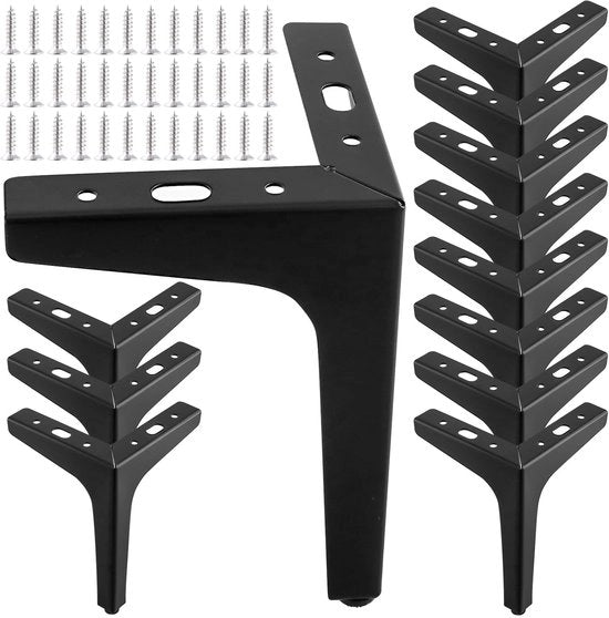 Set di 12 supporti per mobili 17 cm - Nero - In acciaio - Drittaggiate - Per tavolo da caffè o armadio - Progettati per resistere a urti - Supporti per mobili in acciaio