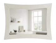 Specchiera rettangolare sagomata legno shabby bianco 108x79x3 - Mobili 2G